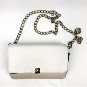 Cross Body color block envelope purse with silver chain